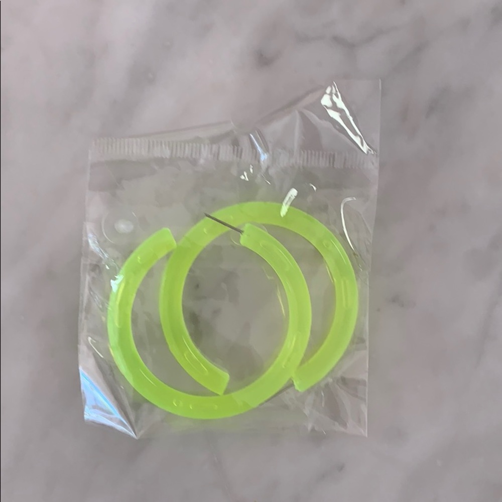 Neon yellow hoop earrings